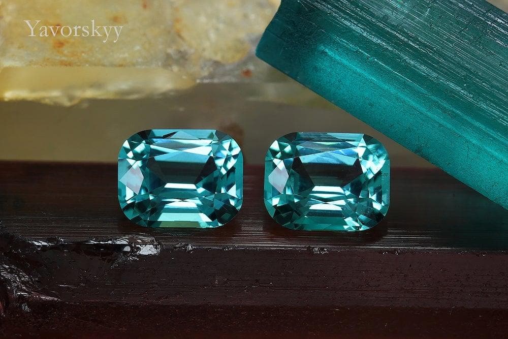 Top view photo of matched pair tourmaline 2.13 carats