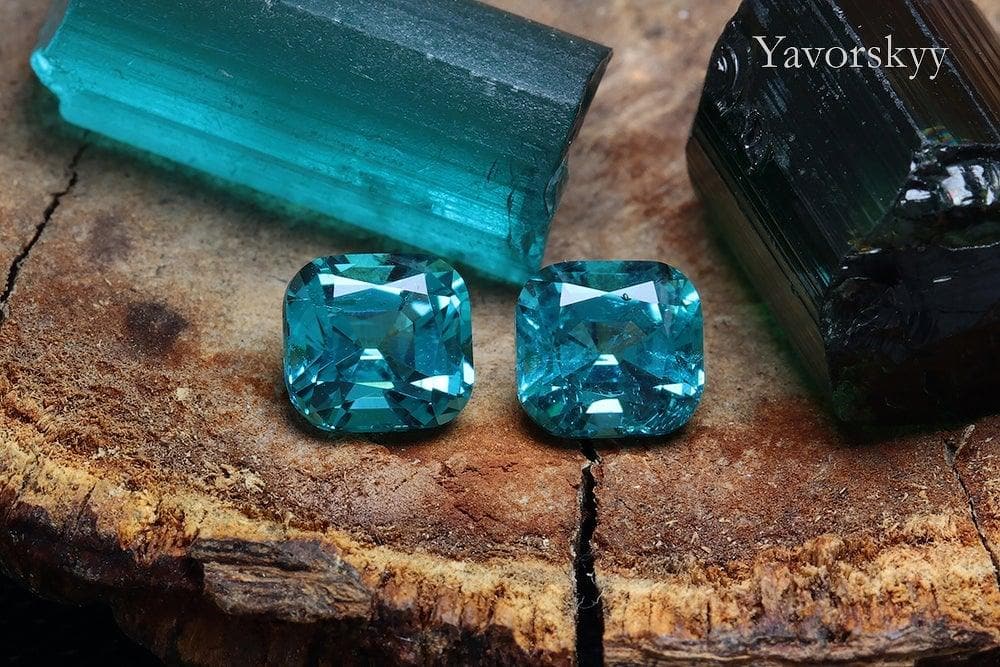 A pair of tourmaline cushion 2.79 carats front view picture