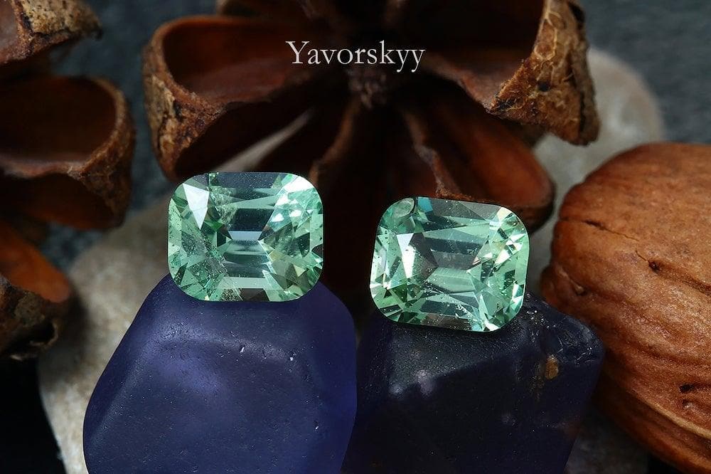 Image of top view of kornerupine 1.57 carats matched pair