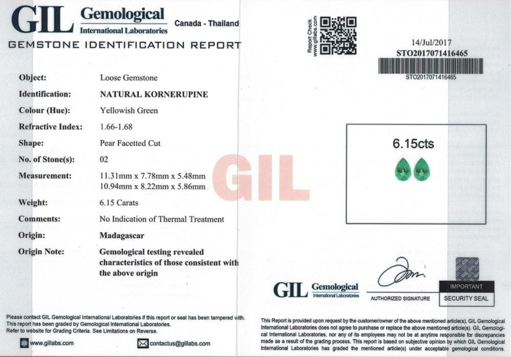 Image of gil certificate of 6.15 cts kornerupine 