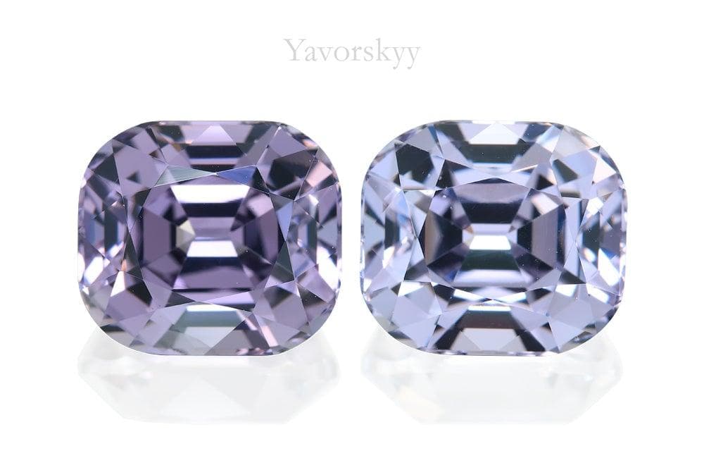 Top view picture of cushion violet spinel 10.9 cts matched pair