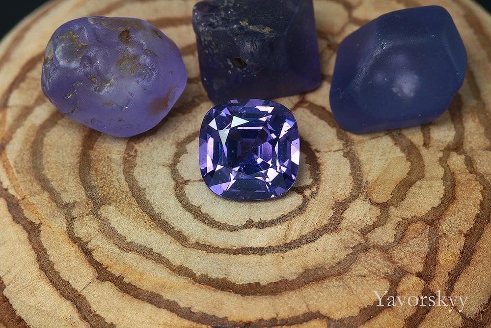 Photo of violet color spinel 2.42 carats cushion shape