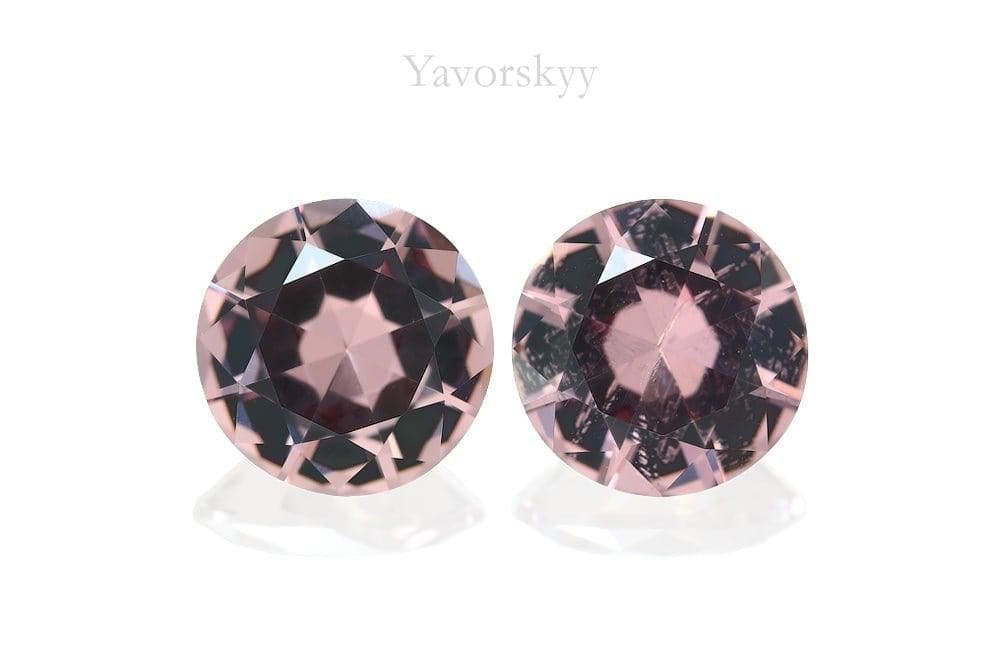 Top view picture of round malaia garnet 2.25 cts pair