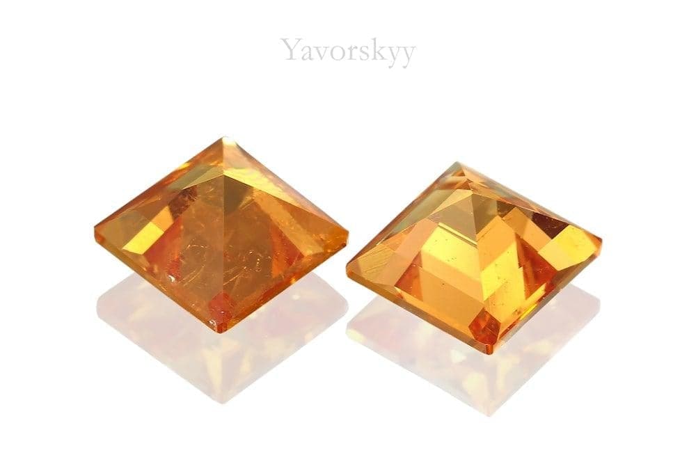 Image of match pair mandarin garnet 1.04 carat square shape