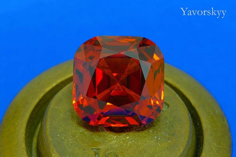 Cushion orange spessartite 14.64 carats front view photo