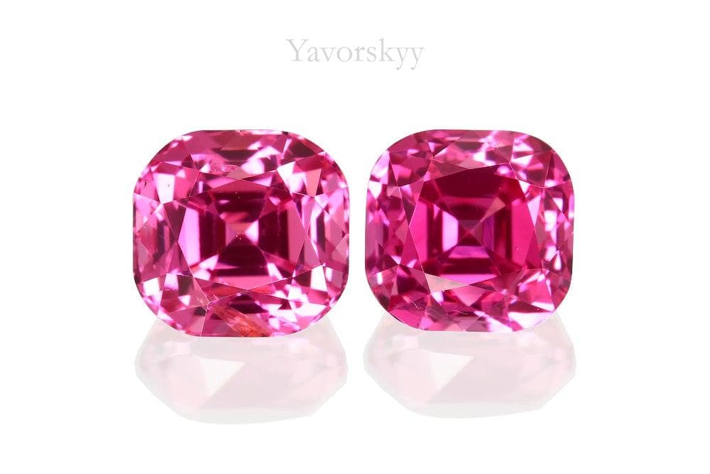 Image of match pair pink spinel 2.11 cts cushion shape
