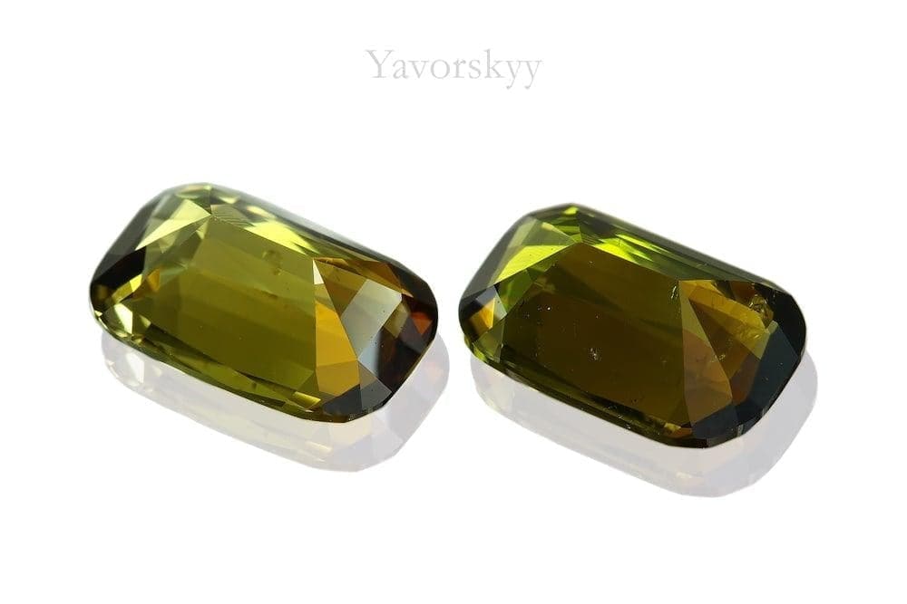 Image of back side of olive tourmaline 3.32 cts matched pair