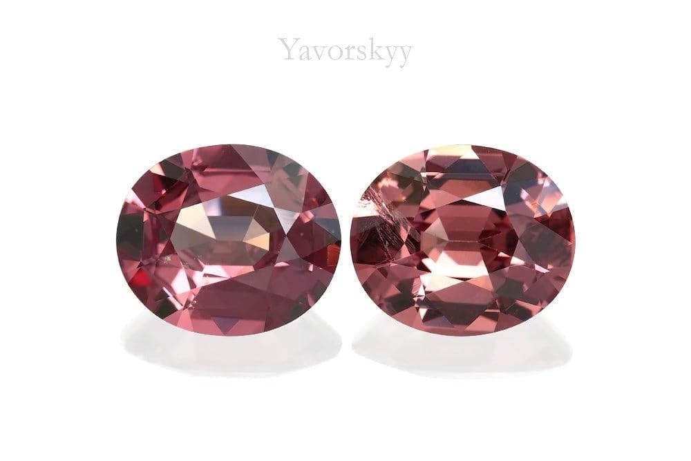 Match pair of pink spinel oval 2.31 carats front view photo