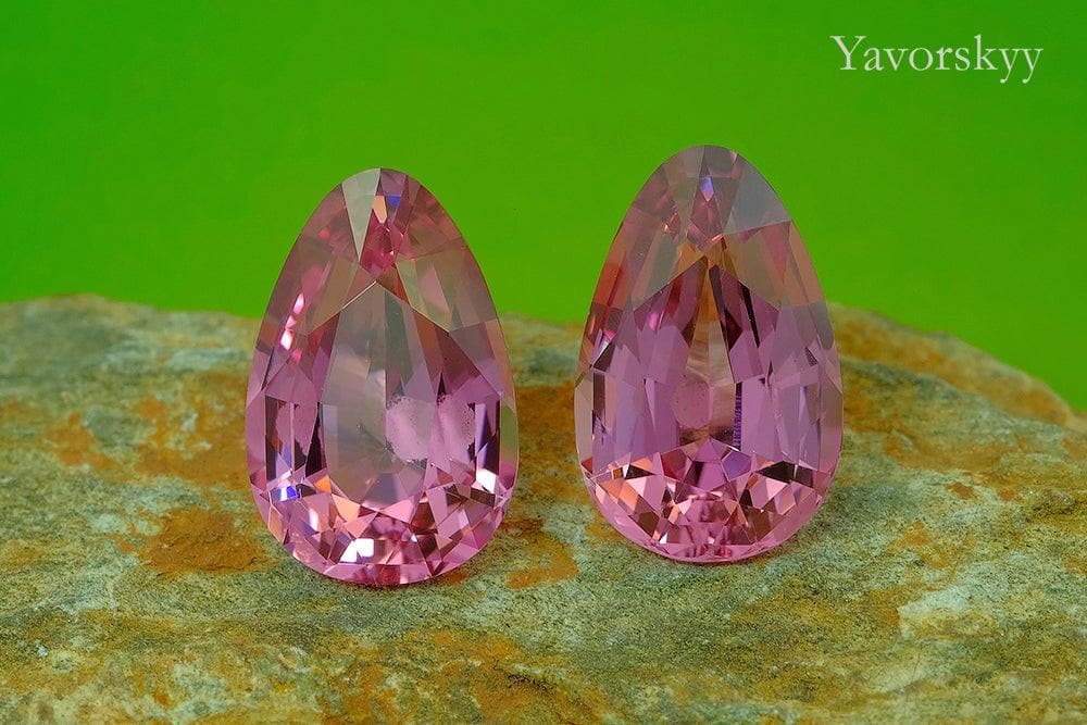 Match pair of pink spinel pear 8.35 cts front view image