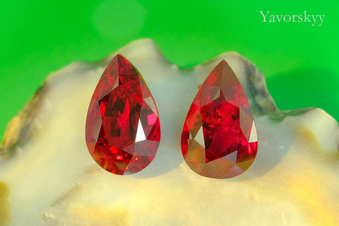 Pigeon's Blood Ruby Unheated 3.56 cts / 2 pcs - Yavorskyy