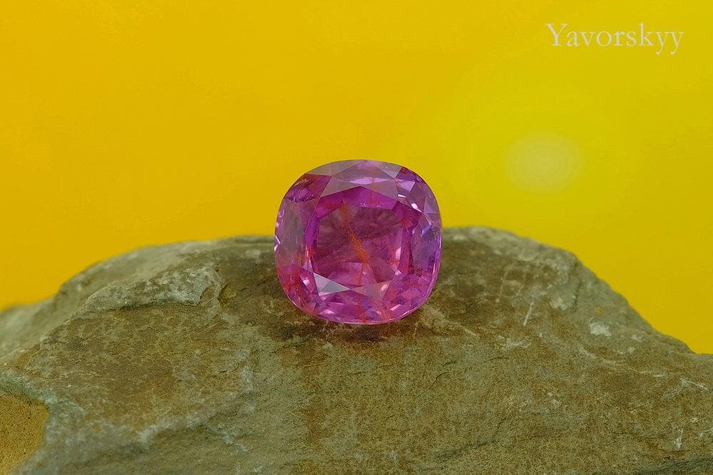 Pink sapphire photograph with crystal pink spinel
