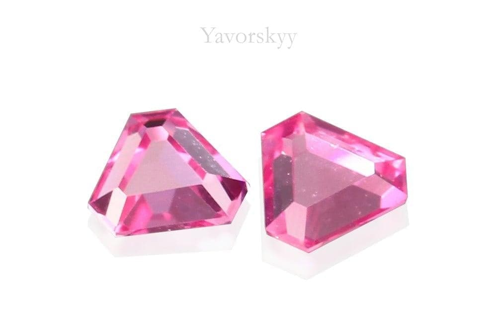 Back view picture of matched pair pink Spinel 0.08ct