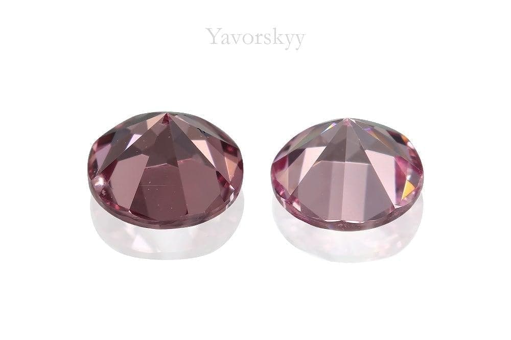 Matched pair pink spinel round 0.42 ct back side picture
