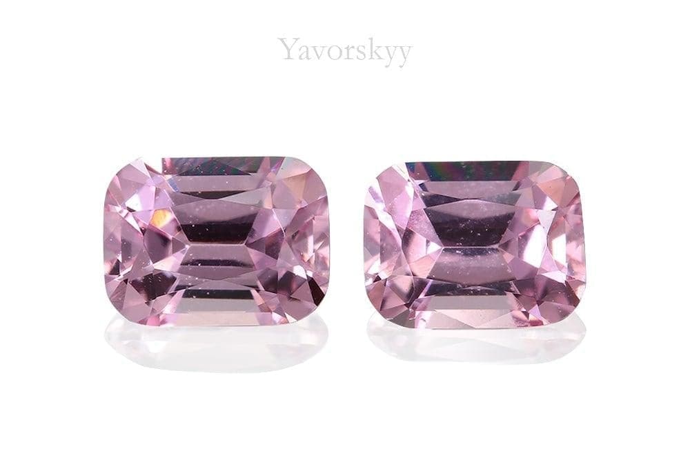 Top view image of cushion pink spinel 0.46 carat pair