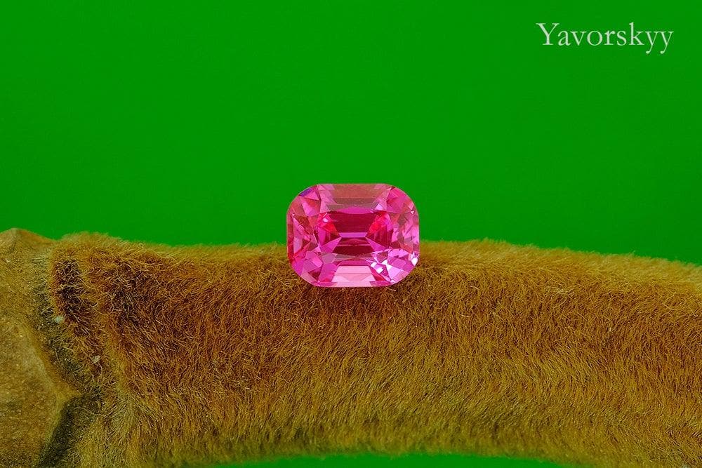 Front view picture of 0.83 ct pink spinel cushion