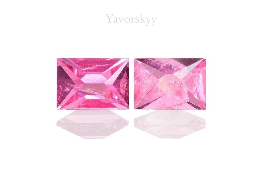 Top view picture of pink spinel pair 1.06 ct cushion
