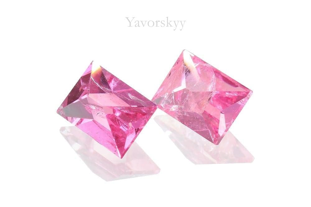 Back side photo of cushion pink spinel 1.06 ct pair