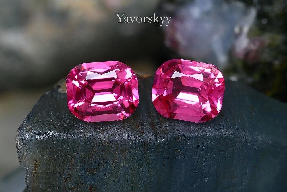 Front view image of cushion red spinel 1.58 cts pair