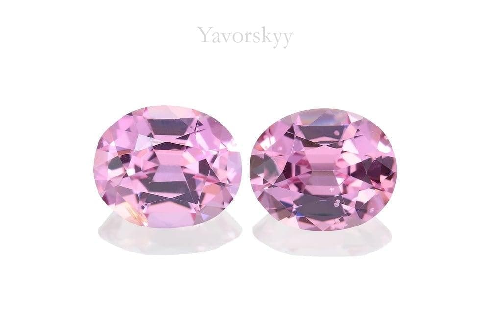 Matched pair pink spinel oval 1.6 cts front view image