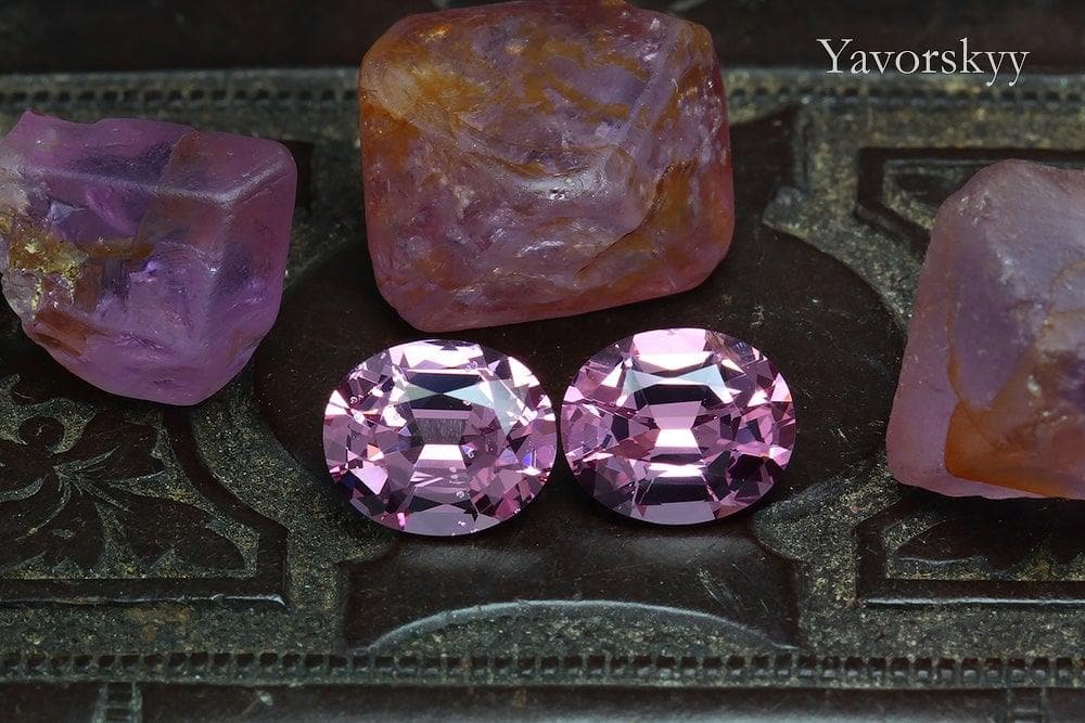 Matched pair pink spinel oval 1.6 cts front view picture