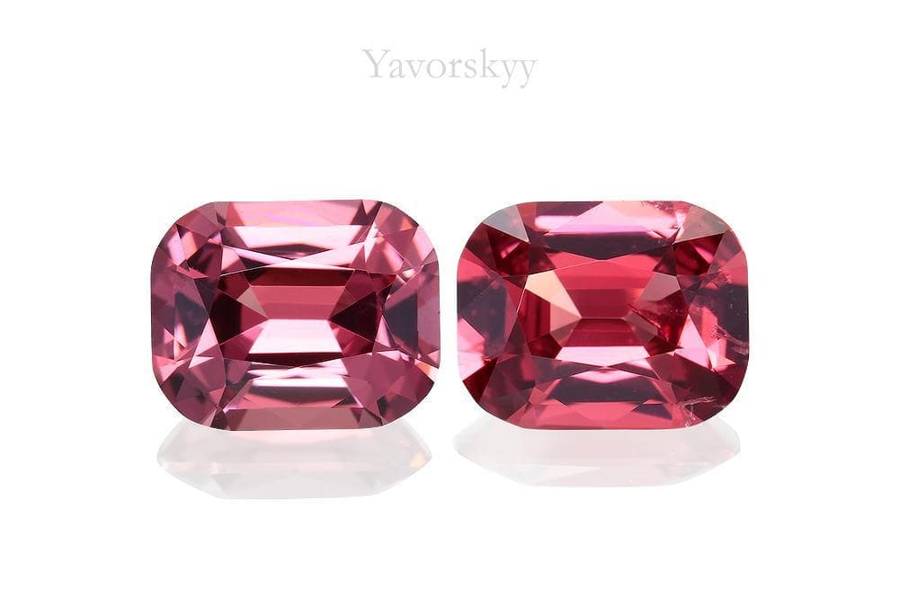 Match pair of red spinel cushion 1.76 carats front view image