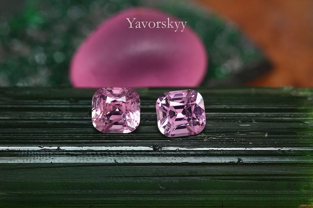 Picture of front view of pink spinel 1.9 cts match pair