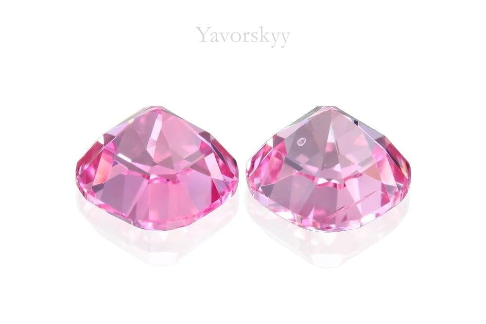 Bottom view photo of pink spinel pair 2.31 cts cushion