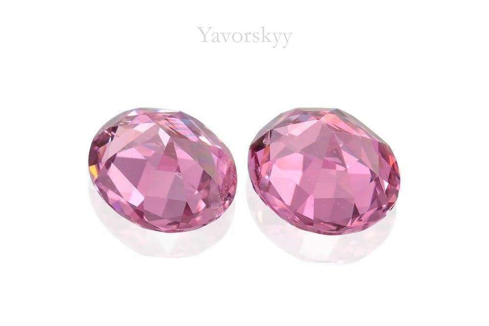 Bottom view photo of matched pair pink spinel 2.43 carats