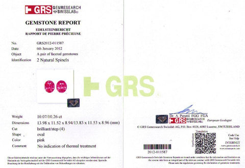 Pink Spinel Pair Certified