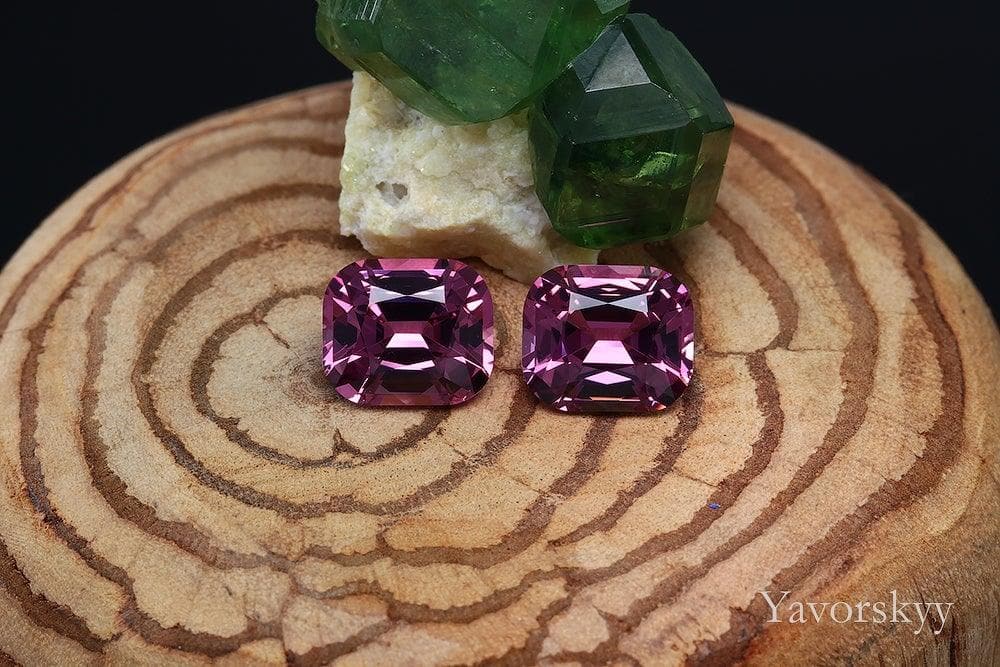 Bottom view image of cushion pink spinel 3.68 cts pair