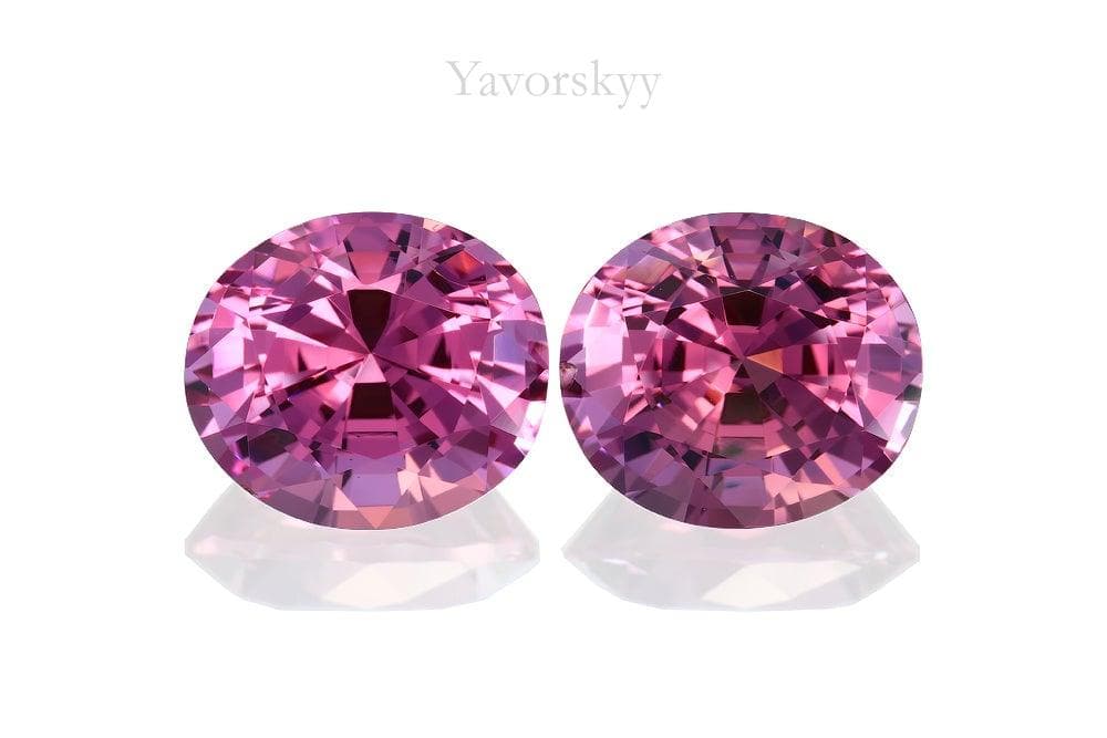 Front view photo of pink spinel pair 3.86 cts oval