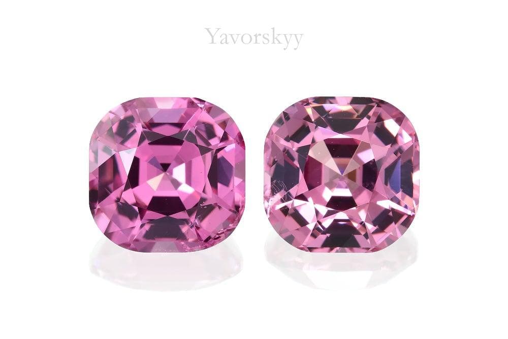 Matched pair pink spinel cushion 5.54 cts front view image