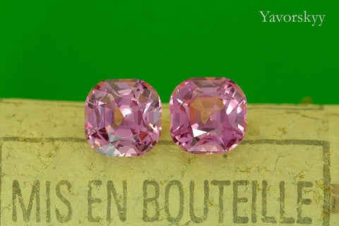 Pair of pink spinel cushion 5.6 carats front view picture