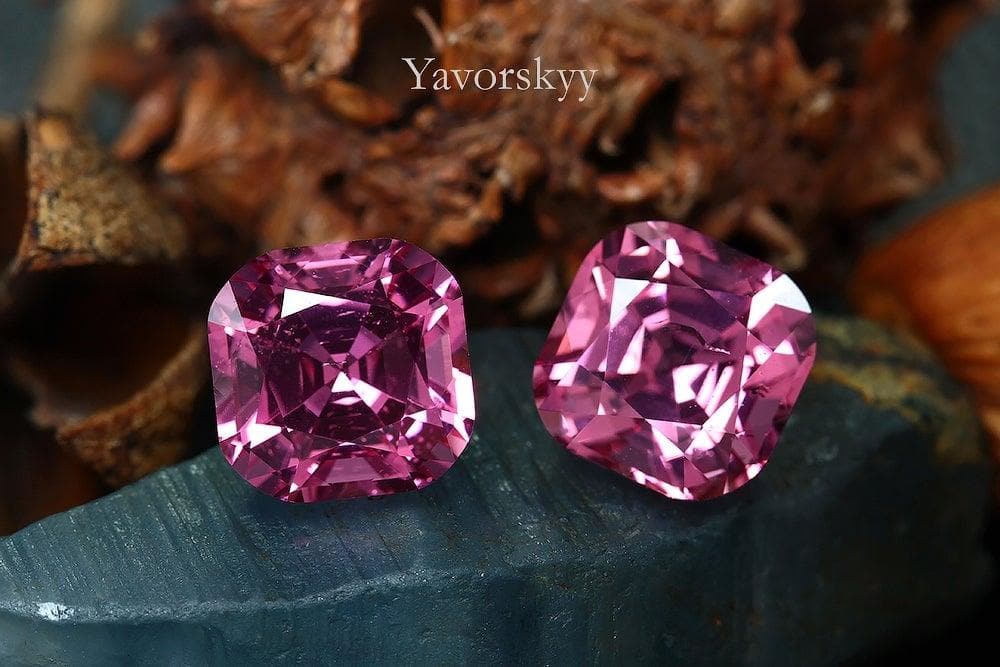 A pair of pink spinel cushion 6.07 carats front view image