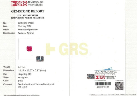 Pink Spinel 6.71 cts - Yavorskyy