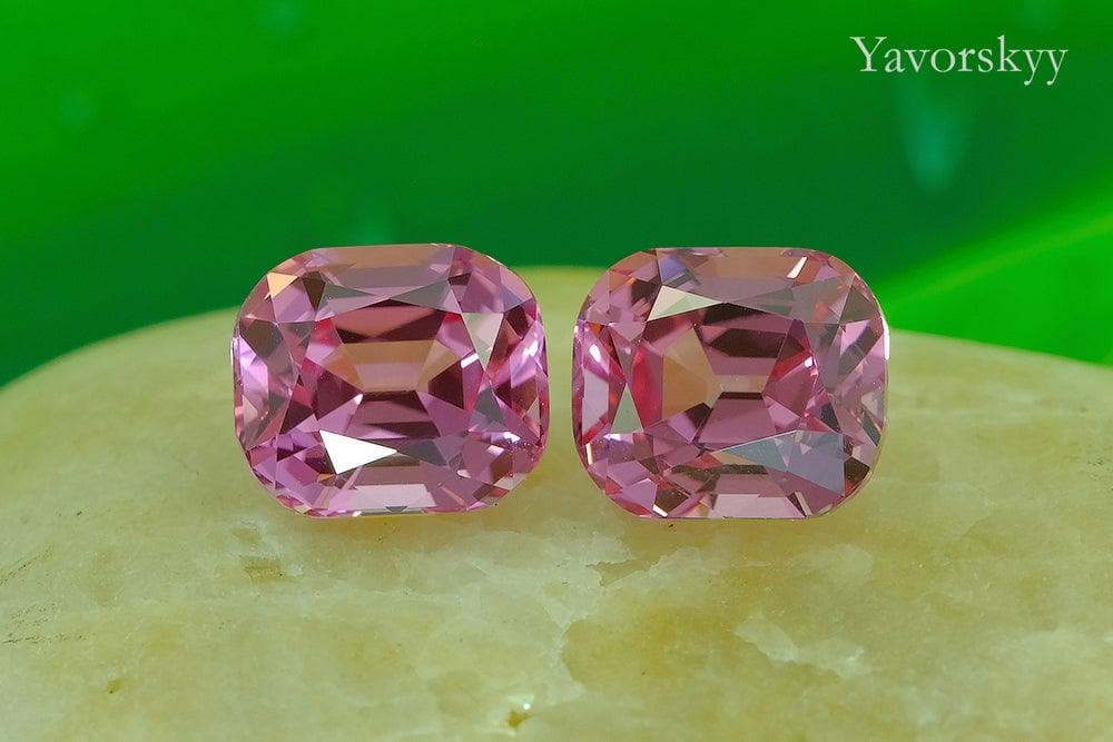 A matched pair of pink spinel cushion 7.69 cts front view image