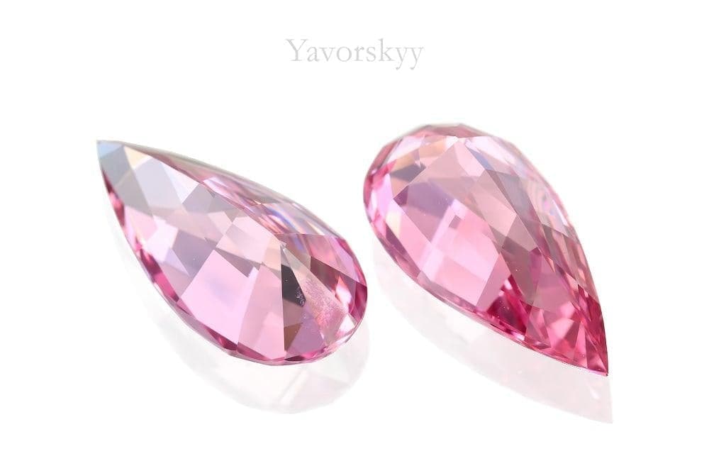 Bottom view picture of pear pink spinel 8.31 cts pair