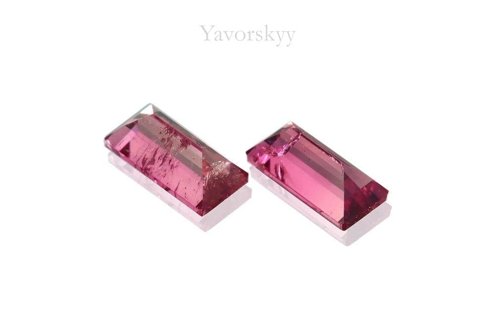 Photo of bottom view of pink tourmaline 0.46 carat pair