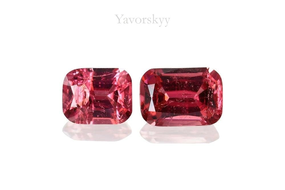 Front view image of pink tourmaline 0.58 carat pair