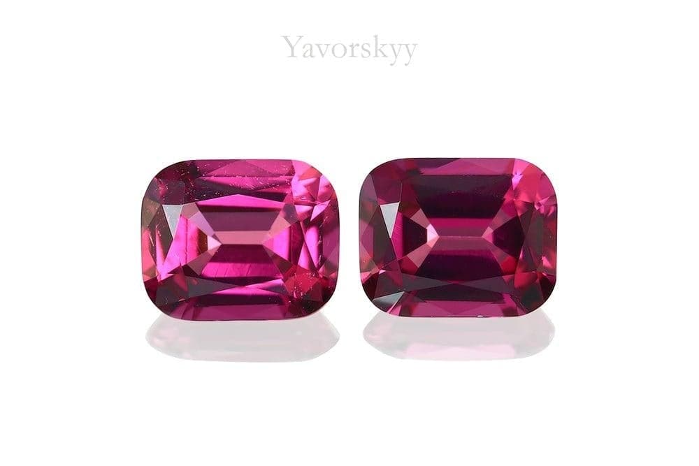 A matched pair of pink tourmaline 0.64 carat front view picture