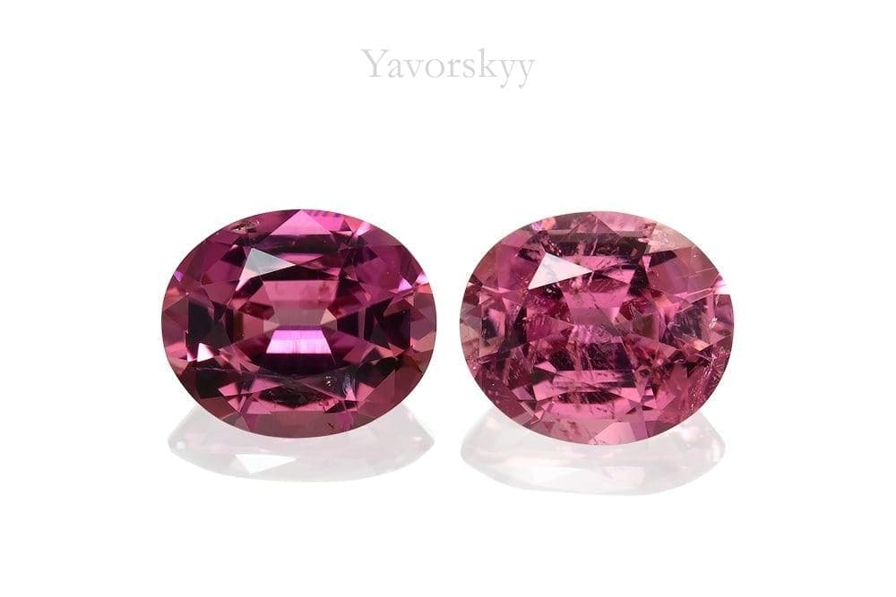 A pair of pink tourmaline oval 1.19 carats front view photo