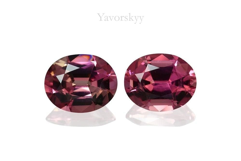 A pair of pink tourmaline oval 1.29 carats front view photo