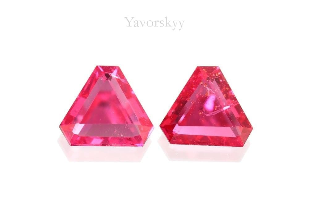 A matched pair of pinkish-red spinel  0.22 carat front view picture