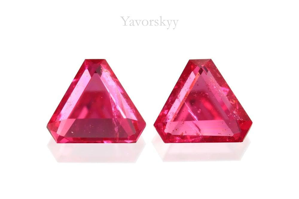 A matched pair of pinkish-red spinel  0.28 carat front view picture