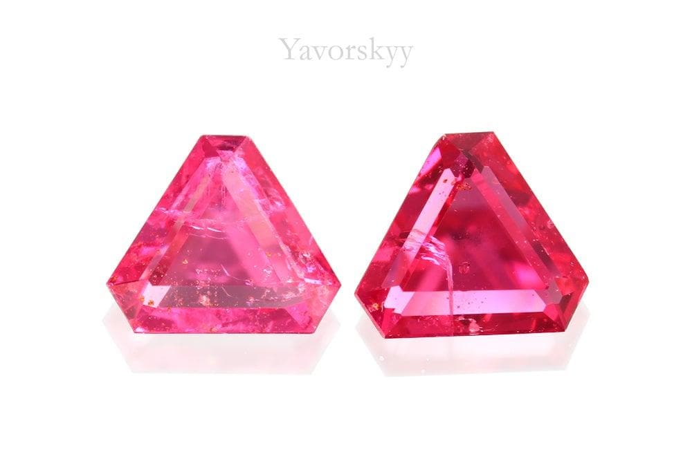 A matched pair of pinkish-red spinel  0.29 carat front view picture