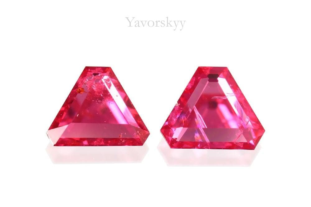 A matched pair of pinkish-red spinel  0.34 carat front view picture