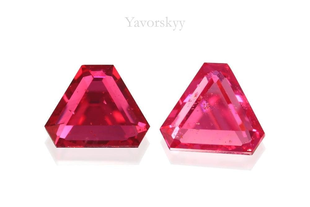 A matched pair of red spinel cushion 0.35 carat front view picture