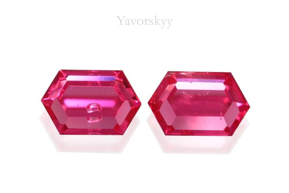 A matched pair of pinkish-red spinel  0.36 carat front view picture