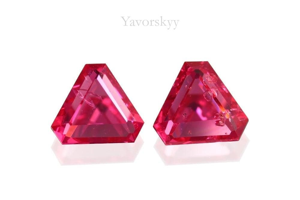 A matched pair of pinkish-red spinel  0.36 carat front view picture