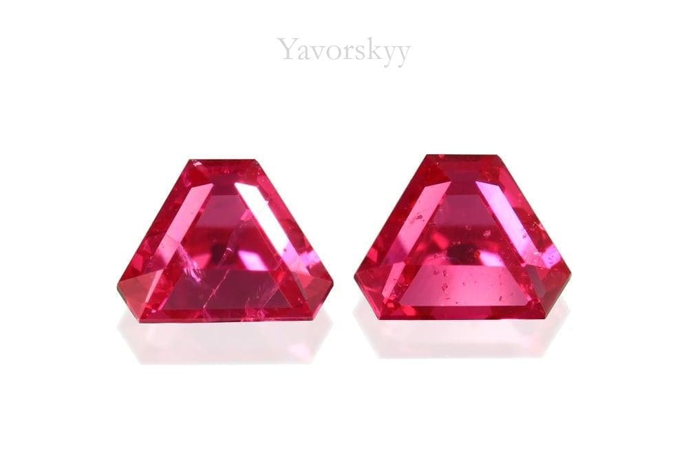 A matched pair of pinkish-red spinel  0.37 carat front view picture